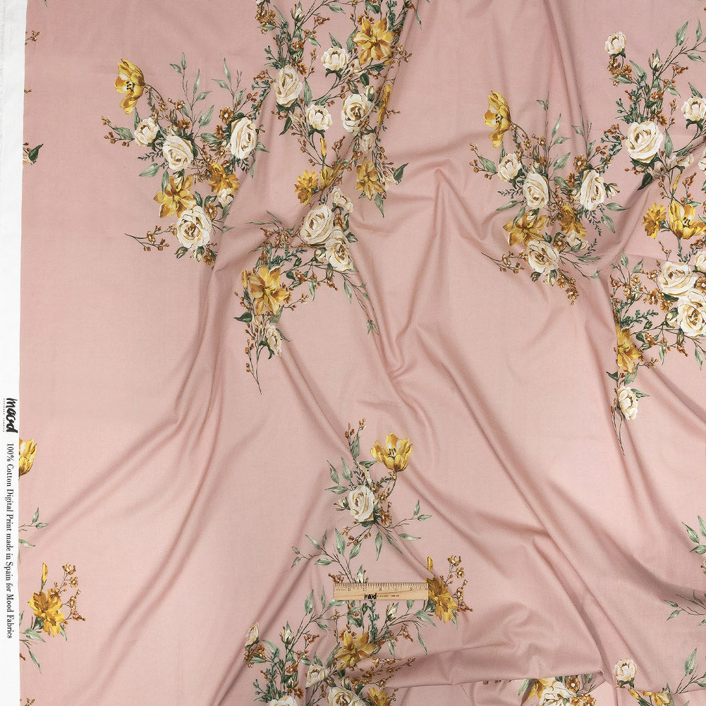 Cotton Voile - Pink, Yellow and White Rose Sprays - Bella Verona Print - Mood Exclusive Viso Collection - Full