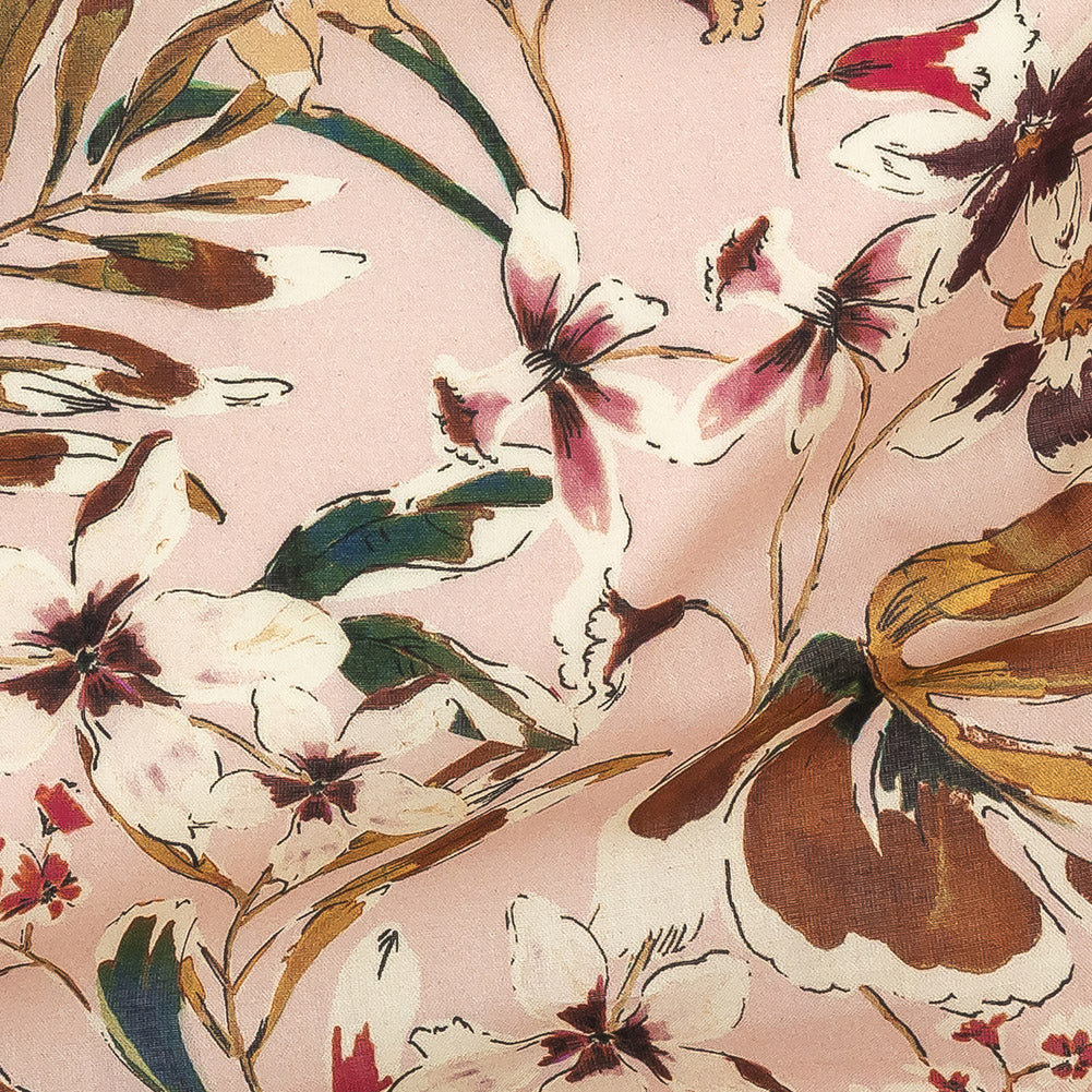 Cotton Voile - Pink Floral - Primavera Print - Mood Exclusive Viso Collection - Detail