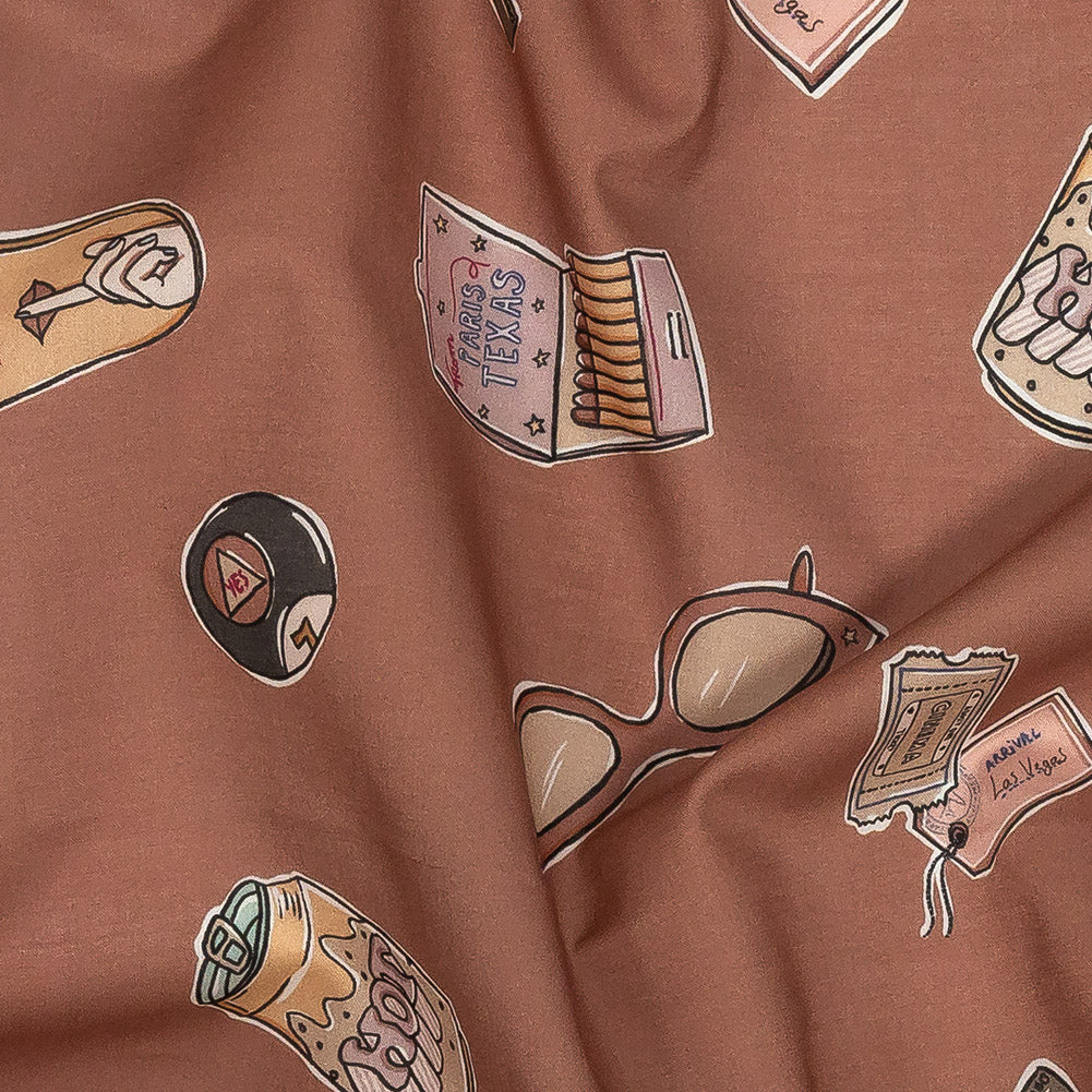 Cotton Voile - Rosy Pink Object Icons - La Sera Print - Mood Exclusive Viso Collection - Detail