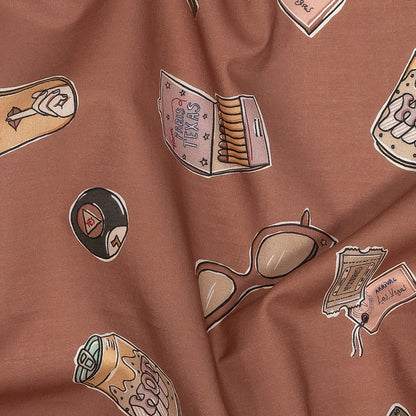 Cotton Voile - Rosy Pink Object Icons - La Sera Print - Mood Exclusive Viso Collection