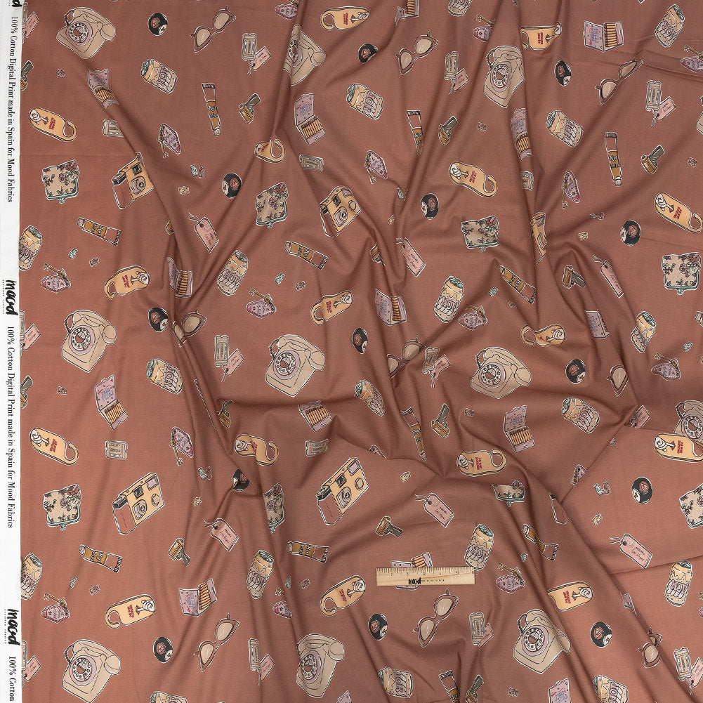 Cotton Voile - Rosy Pink Object Icons - La Sera Print - Mood Exclusive Viso Collection - Full