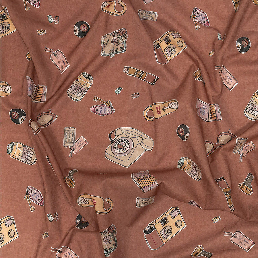 Cotton Voile - Rosy Pink Object Icons - La Sera Print - Mood Exclusive Viso Collection