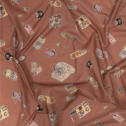 Cotton Voile - Rosy Pink Object Icons - La Sera Print - Mood Exclusive Viso Collection