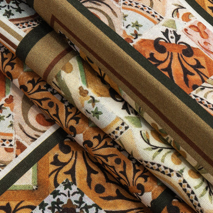 Cotton Voile - Pink and Orange Ornate Patchwork - Arabesco Print - Mood Exclusive Viso Collection