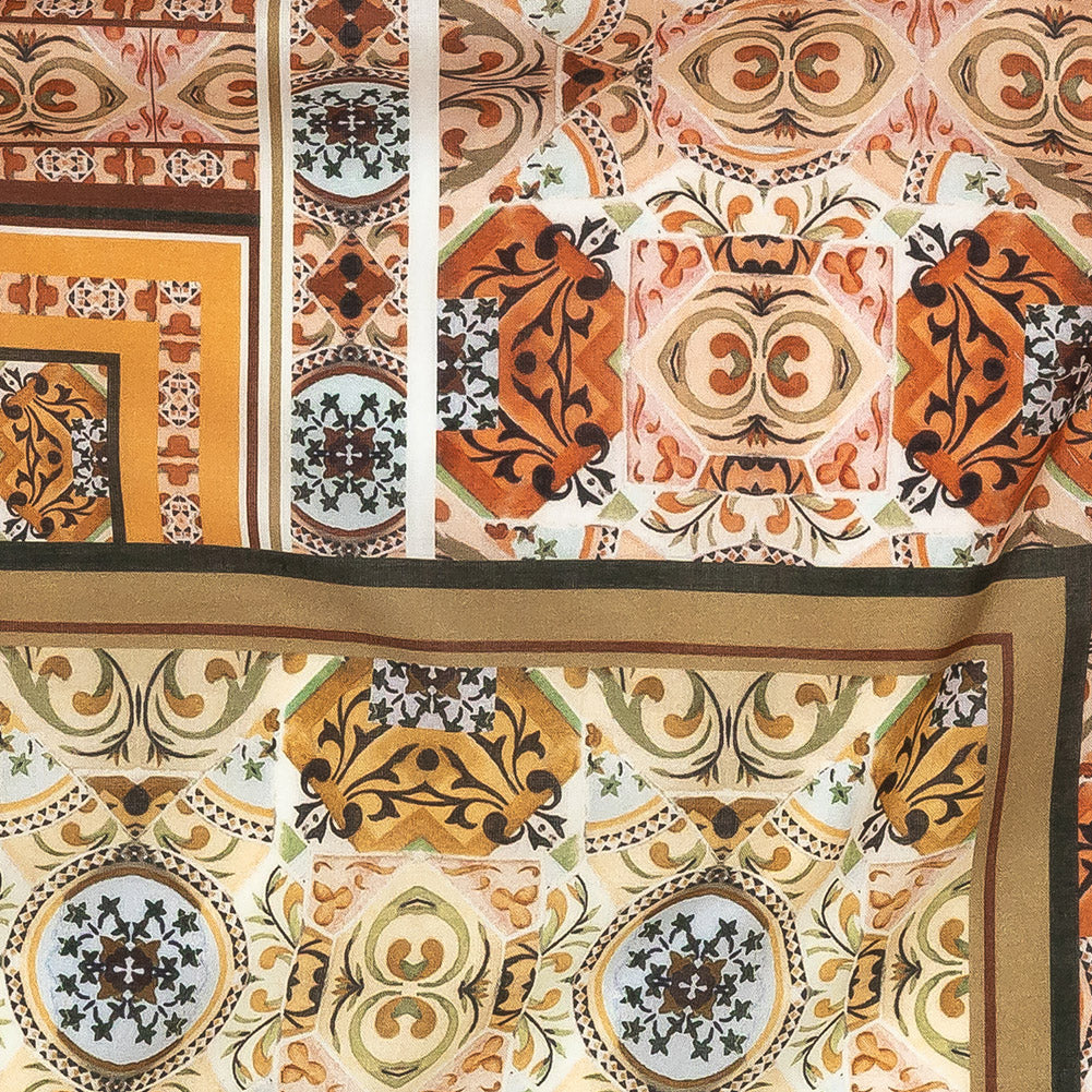 Cotton Voile - Pink and Orange Ornate Patchwork - Arabesco Print - Mood Exclusive Viso Collection - Detail