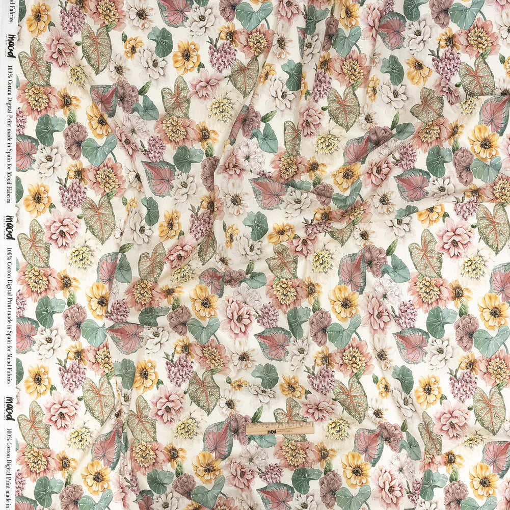 Cotton Voile - Soft Pink and Green Floral - Botticelli Print - Mood Exclusive Viso Collection - Full