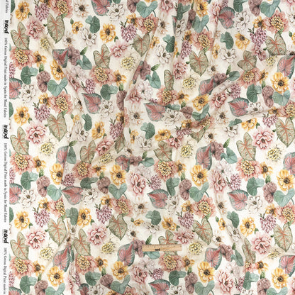 Cotton Voile - Soft Pink and Green Floral - Botticelli Print - Mood Exclusive Viso Collection