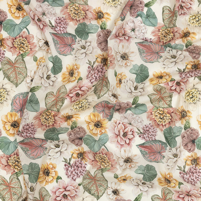 Cotton Voile - Soft Pink and Green Floral - Botticelli Print - Mood Exclusive Viso Collection