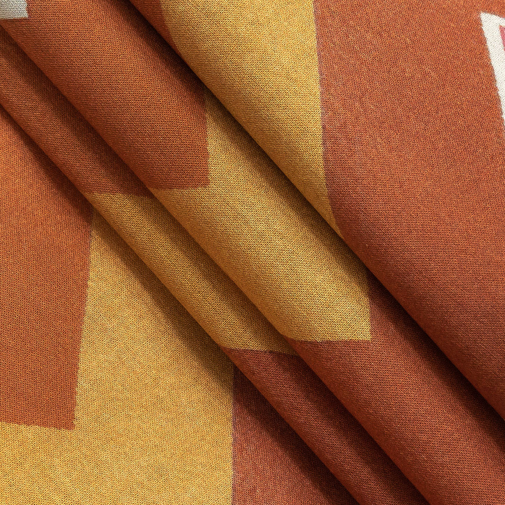 Cotton Voile - Pink and Orange Zig Zags - Festa di Apollo Print - Mood Exclusive Viso Collection - Folded