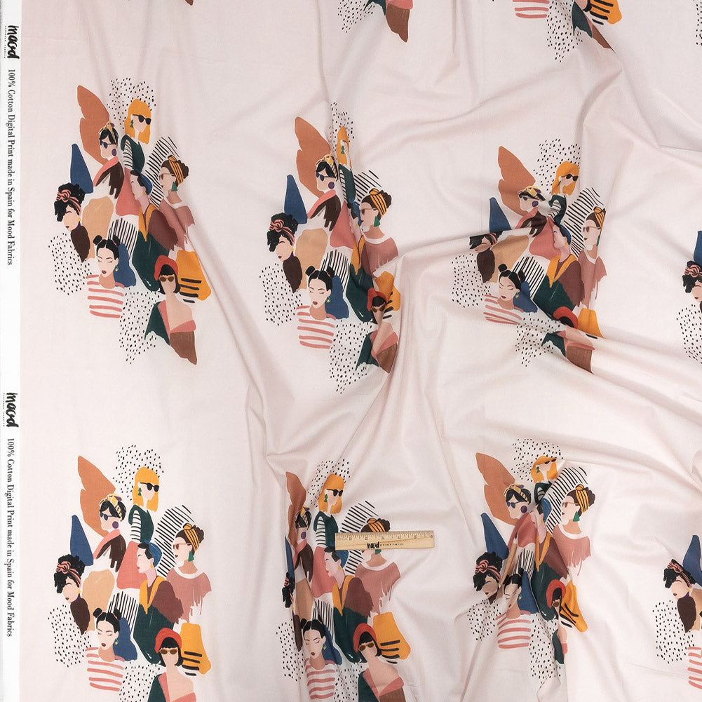 Cotton Voile - Pink and Multi Fashionable Figures - Sulla Piazza Print - Mood Exclusive Viso Collection - Full