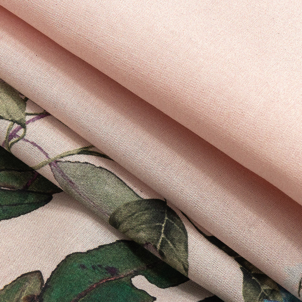 Cotton Voile - Pink and Multicolor Floral Border - Adagio Print - Mood Exclusive Viso Collection - Folded