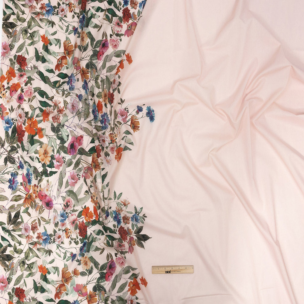 Cotton Voile - Pink and Multicolor Floral Border - Adagio Print - Mood Exclusive Viso Collection - Full
