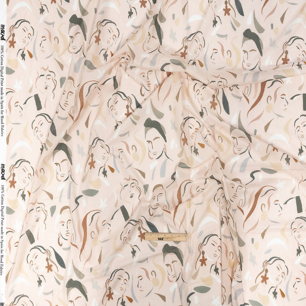 Cotton Voile - Pink and Gray Faces - Le Muse Print - Mood Exclusive Viso Collection - Full