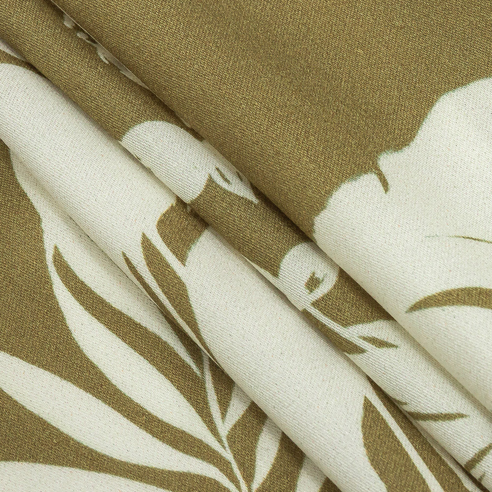 Rayon Challis - Olive Animals and Leaves - Understory Samba Print - Mood Exclusive Rio Collection - Folded