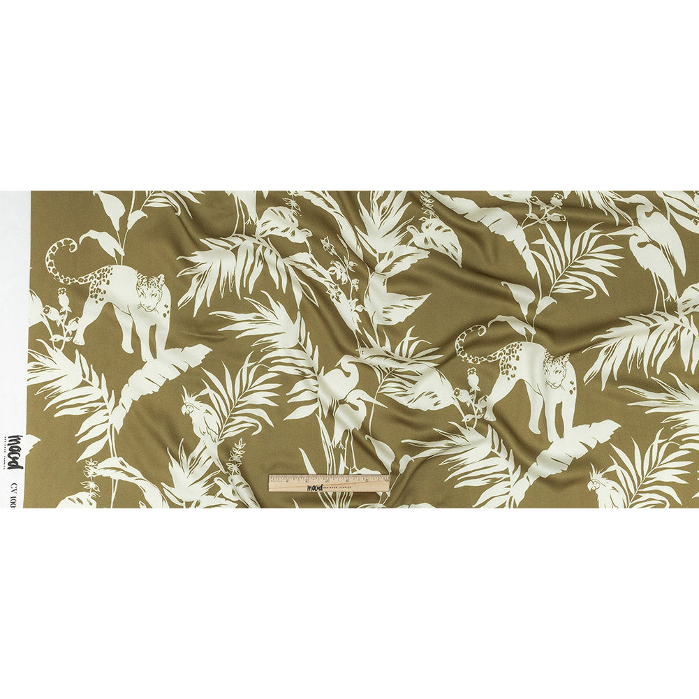 Rayon Challis - Olive Animals and Leaves - Understory Samba Print - Mood Exclusive Rio Collection - Full