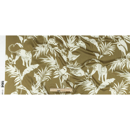 Rayon Challis - Olive Animals and Leaves - Understory Samba Print - Mood Exclusive Rio Collection