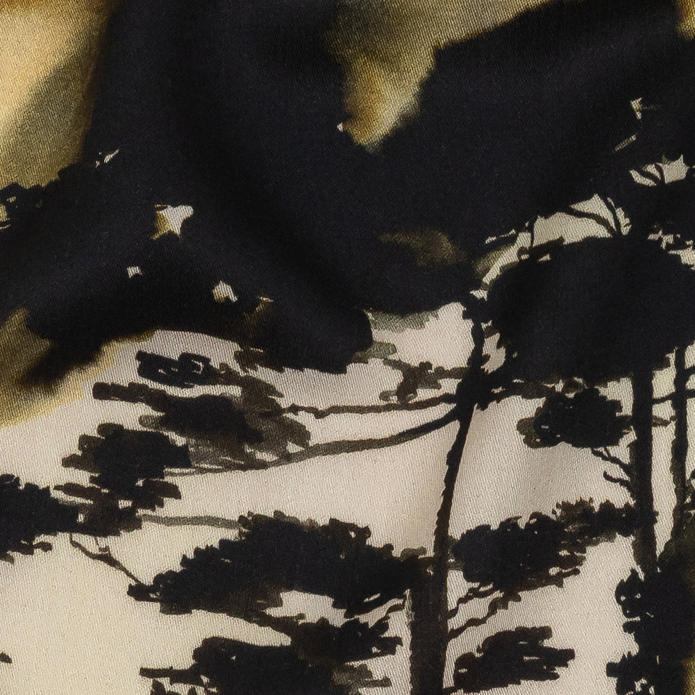 Rayon Challis - Watercolor Trees - Spectral Canopy Print - Mood Exclusive Rio Collection - Detail