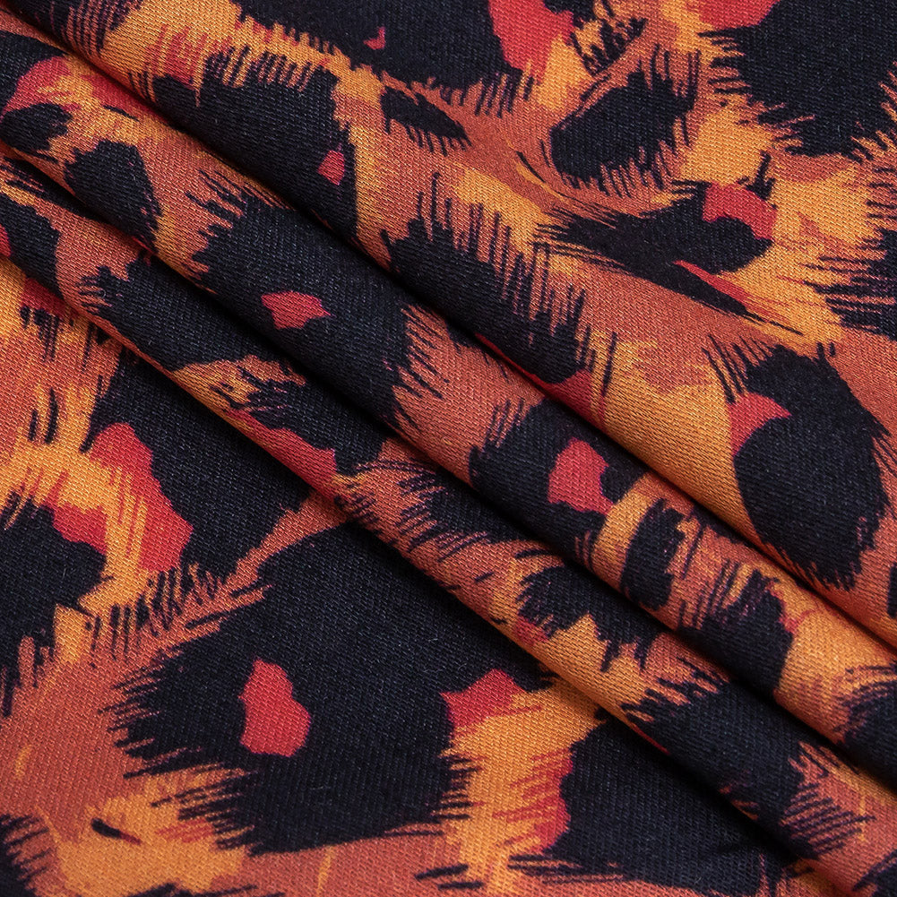 Rayon Challis - Pink and Orange Leopard Spots - Tijuca Sunrise Print - Mood Exclusive Rio Collection - Folded