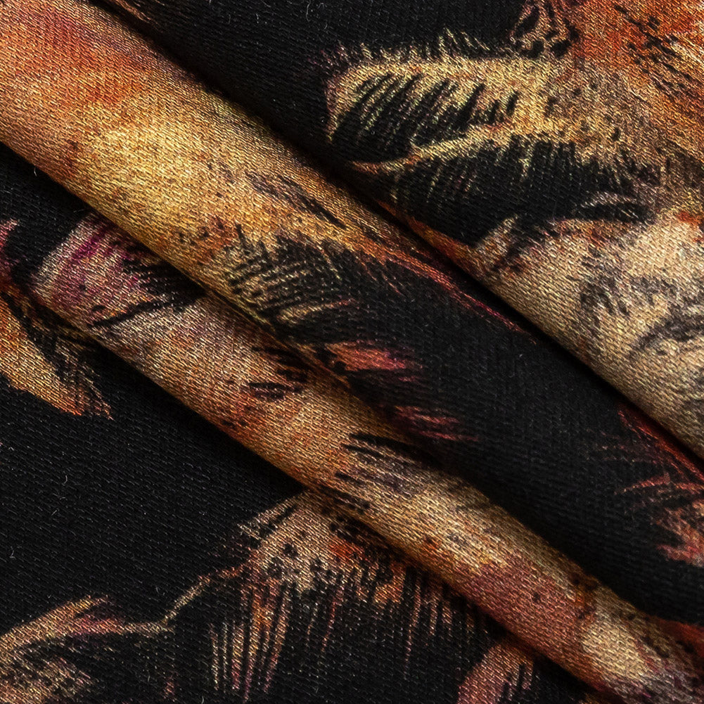 Rayon Challis - Black and Pink Palm Trees - Pindorama Print - Mood Exclusive Rio Collection - Folded