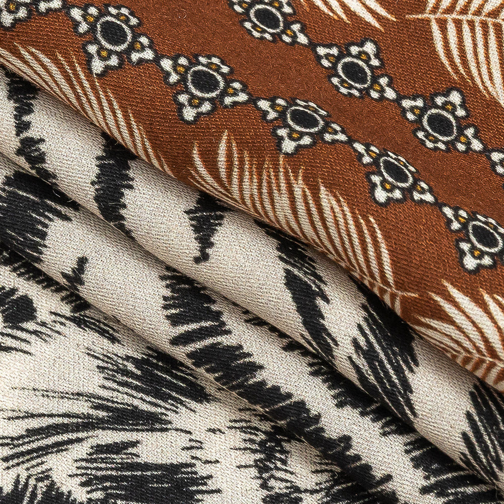 Rayon Challis Panel - Black and White Tigers - Smiling Peril Print - Mood Exclusive Rio Collection - Folded