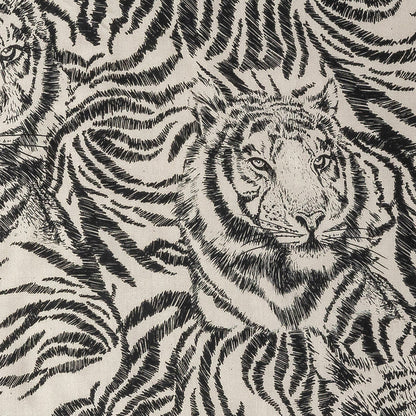 Rayon Challis Panel - Black and White Tigers - Smiling Peril Print - Mood Exclusive Rio Collection