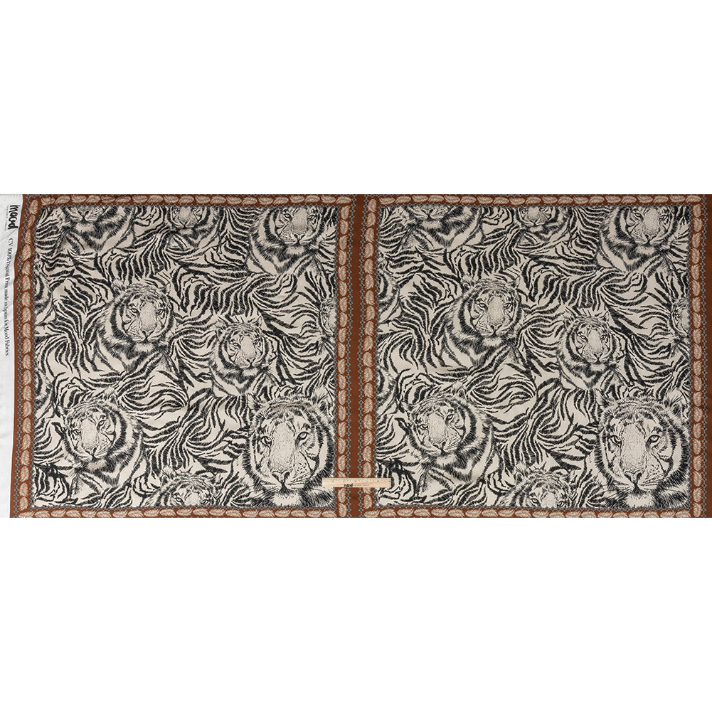 Rayon Challis Panel - Black and White Tigers - Smiling Peril Print - Mood Exclusive Rio Collection - Full