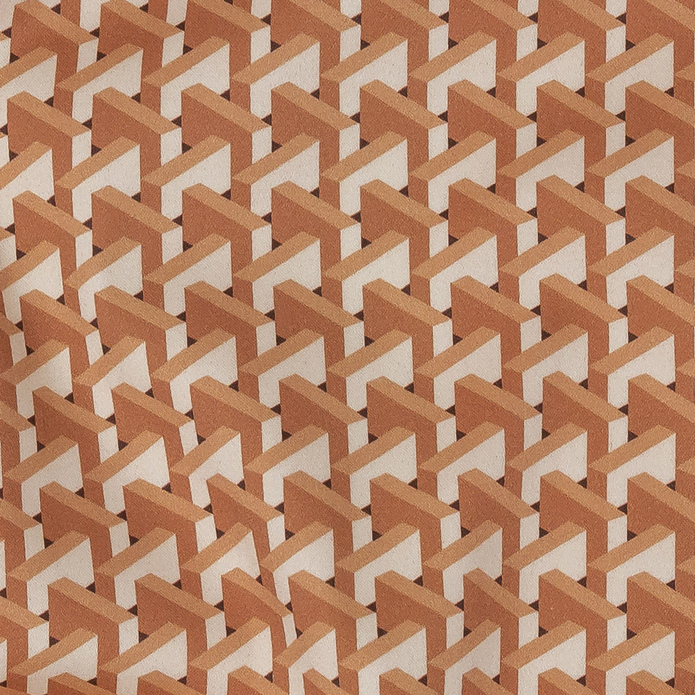 Stretch Cotton Sateen - Melon Geometric - Maloca Print - Mood Exclusive Rio Collection - Detail
