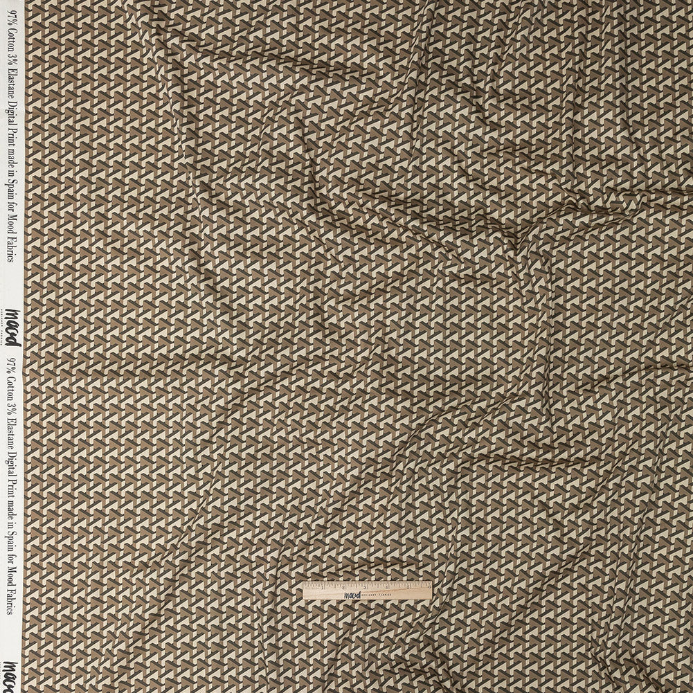 Stretch Cotton Sateen - Olive Geometric - Maloca Print - Mood Exclusive Rio Collection - Full
