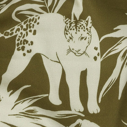 Stretch Cotton Sateen - Olive Animals and Leaves - Understory Samba Print - Mood Exclusive Rio Collection