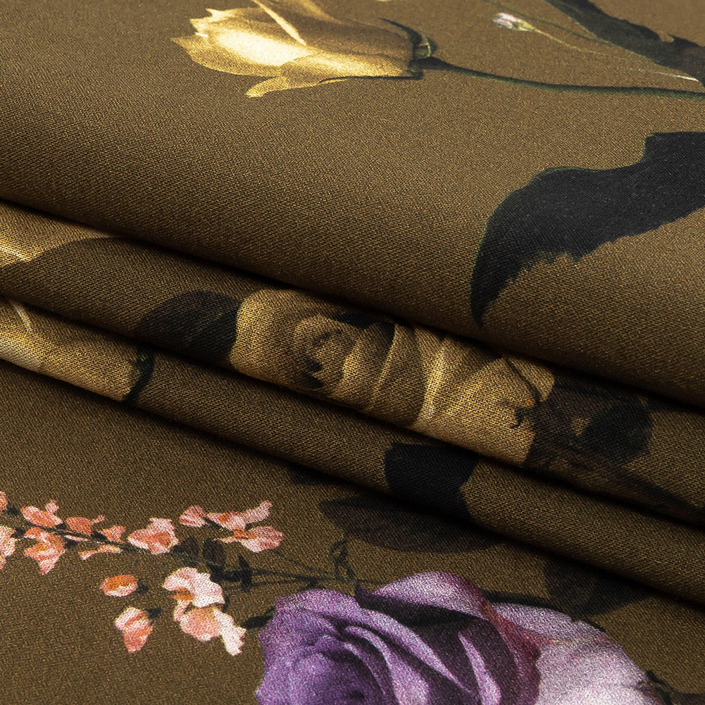 Cotton Voile - Olive Floral - Rosa da Selva Print - Mood Exclusive Rio Collection - Folded