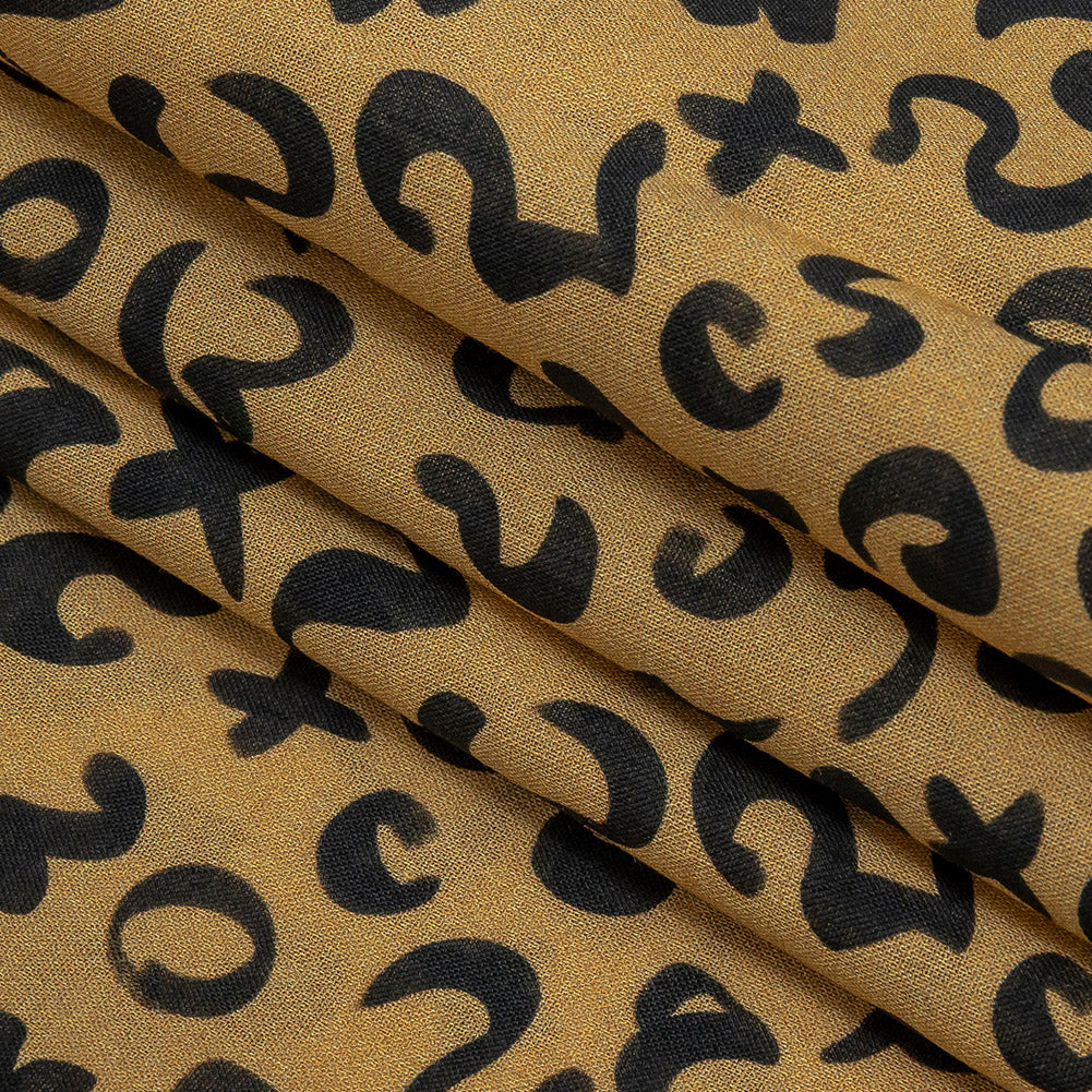Cotton Voile - Straw Doodle Spots - Ancient Iconography Print - Mood Exclusive Rio Collection - Folded