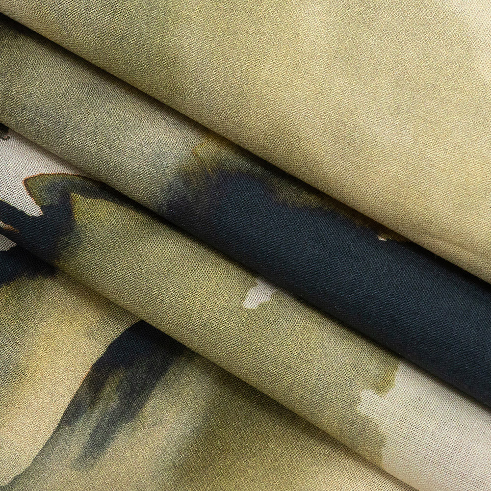 Cotton Voile - Watercolor Trees - Spectral Canopy Print - Mood Exclusive Rio Collection - Folded