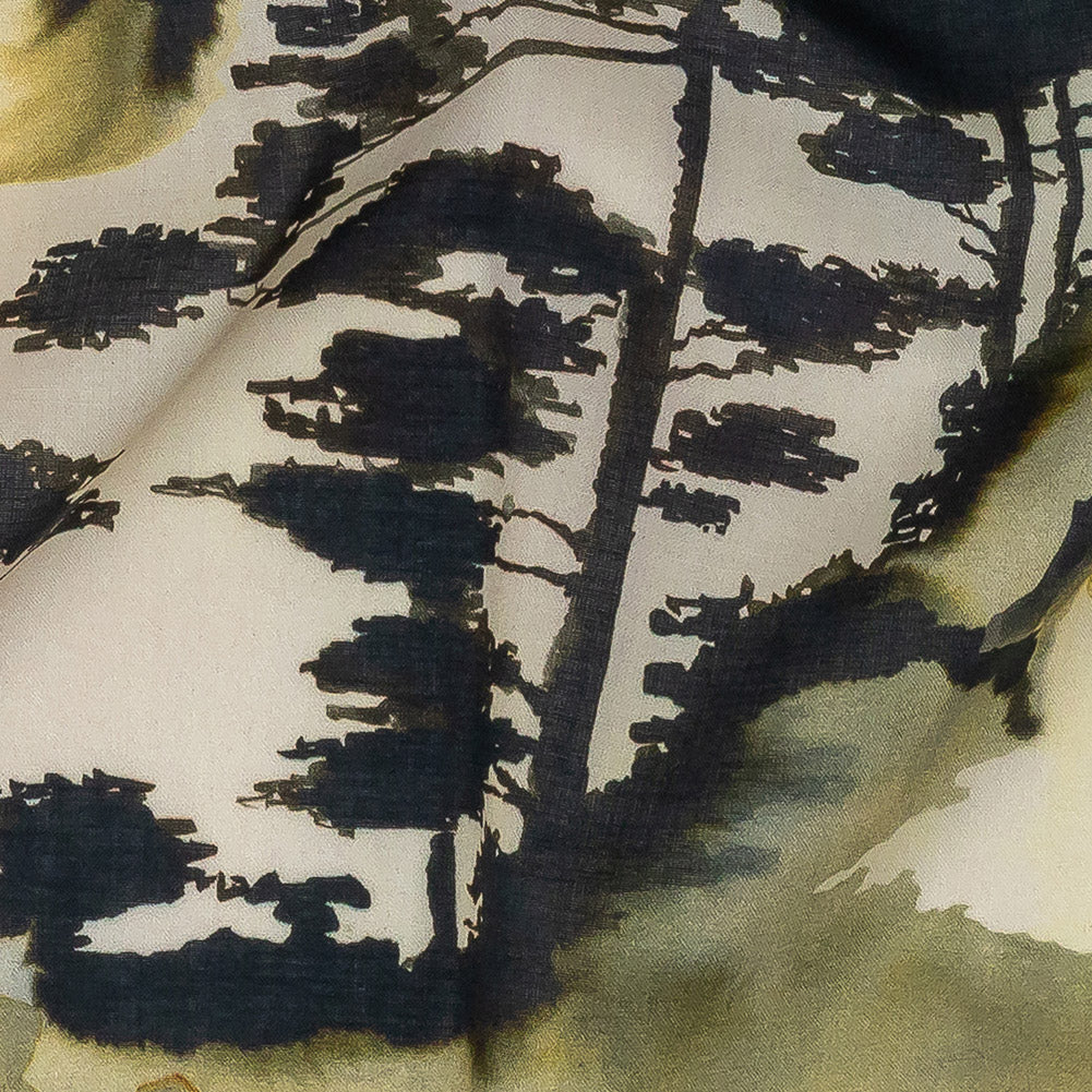 Cotton Voile - Watercolor Trees - Spectral Canopy Print - Mood Exclusive Rio Collection - Detail