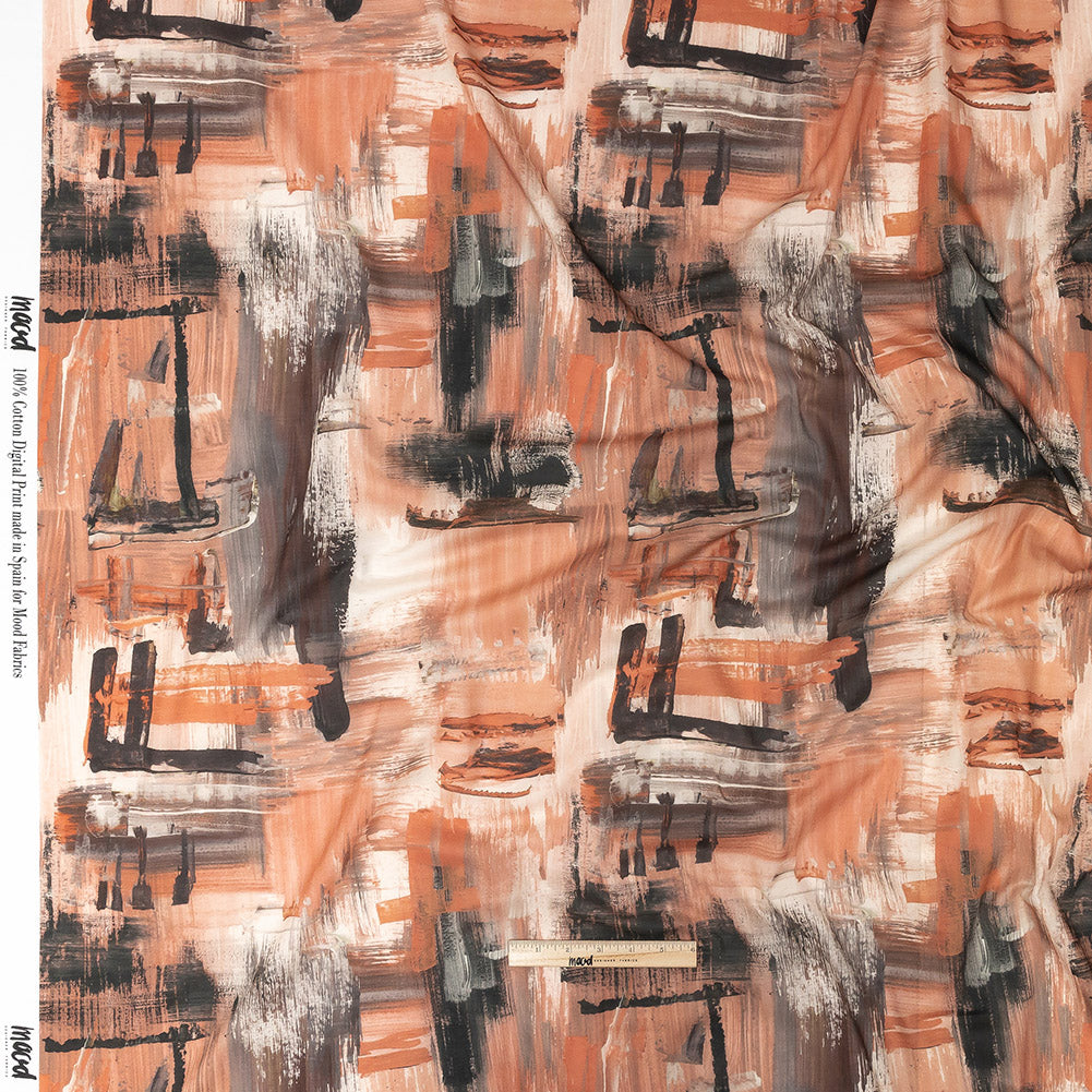 Cotton Voile - Pink and Gray Brushstrokes - Brush With Danger Print - Mood Exclusive Rio Collection - Full