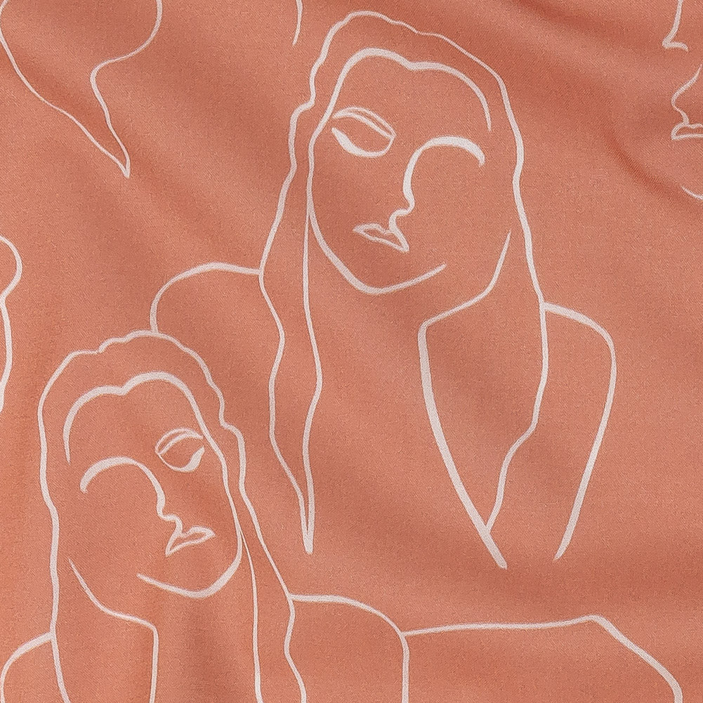 Cotton Voile - Pink Face Outlines - Sweltering Society Print - Mood Exclusive Rio Collection - Detail