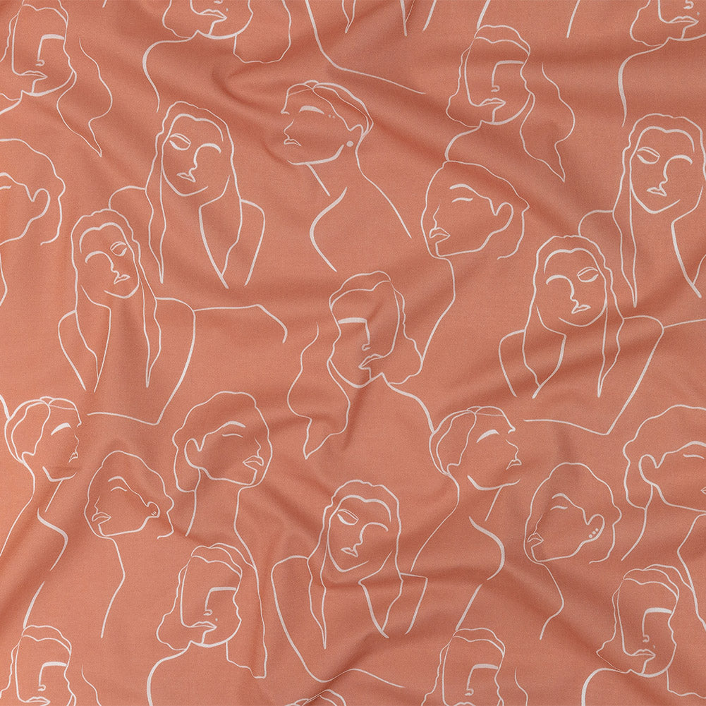 Cotton Voile - Pink Face Outlines - Sweltering Society Print - Mood Exclusive Rio Collection