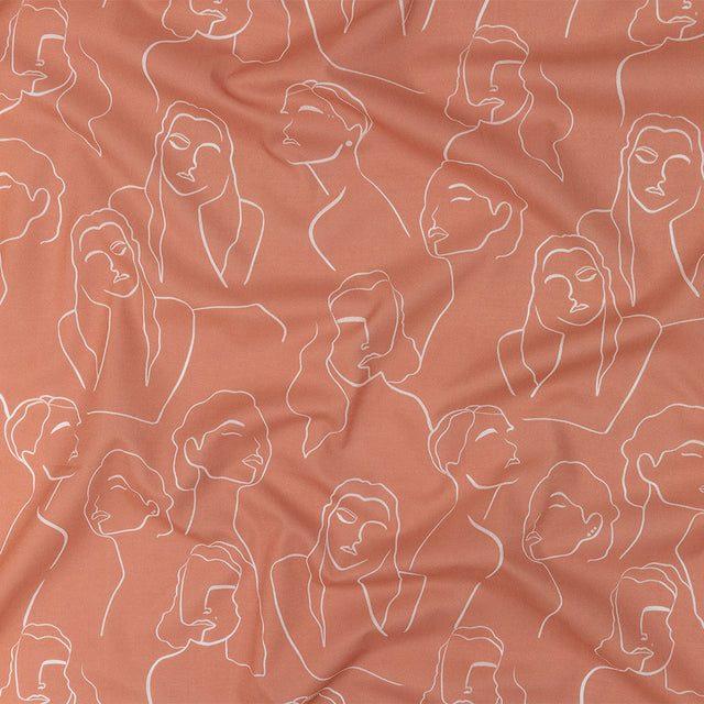 Cotton Voile - Pink Face Outlines - Sweltering Society Print - Mood Exclusive Rio Collection