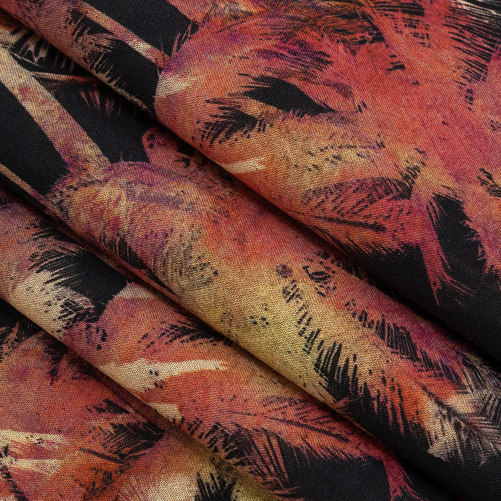 Cotton Voile - Black and Pink Palm Trees - Pindorama Print - Mood Exclusive Rio Collection - Folded