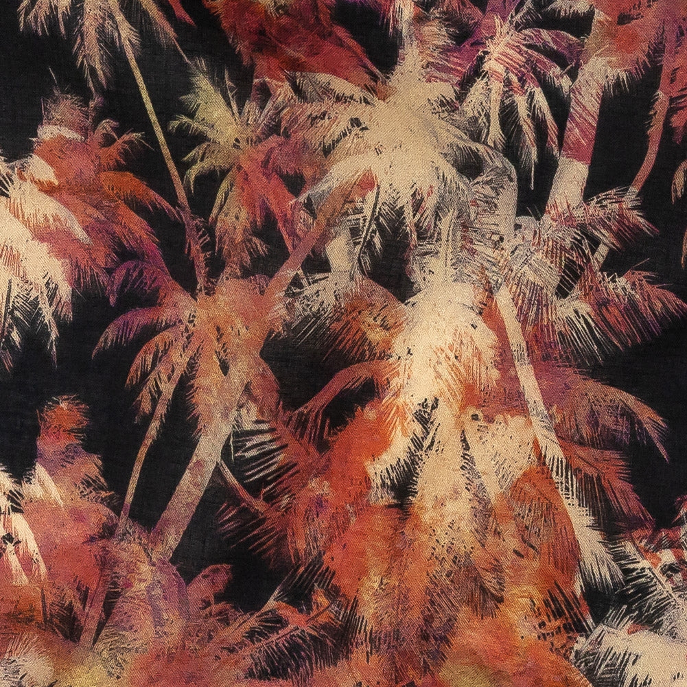 Cotton Voile - Black and Pink Palm Trees - Pindorama Print - Mood Exclusive Rio Collection - Detail