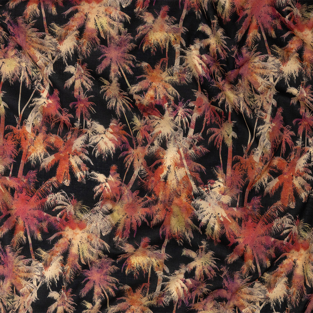 Cotton Voile - Black and Pink Palm Trees - Pindorama Print - Mood Exclusive Rio Collection