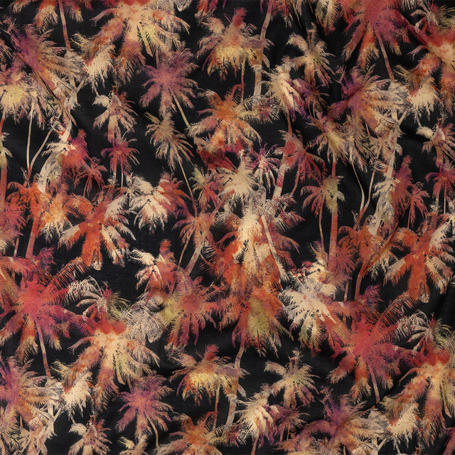 Cotton Voile - Black and Pink Palm Trees - Pindorama Print - Mood Exclusive Rio Collection