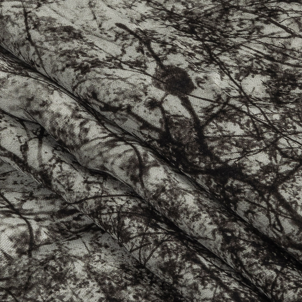 Rayon Challis Panel - Black and White Tree Branches - Old House Woods Print - Mood Exclusive Twilight Collection Folded