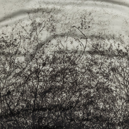 Rayon Challis Panel - Black and White Tree Branches - Old House Woods Print - Mood Exclusive Twilight Collection