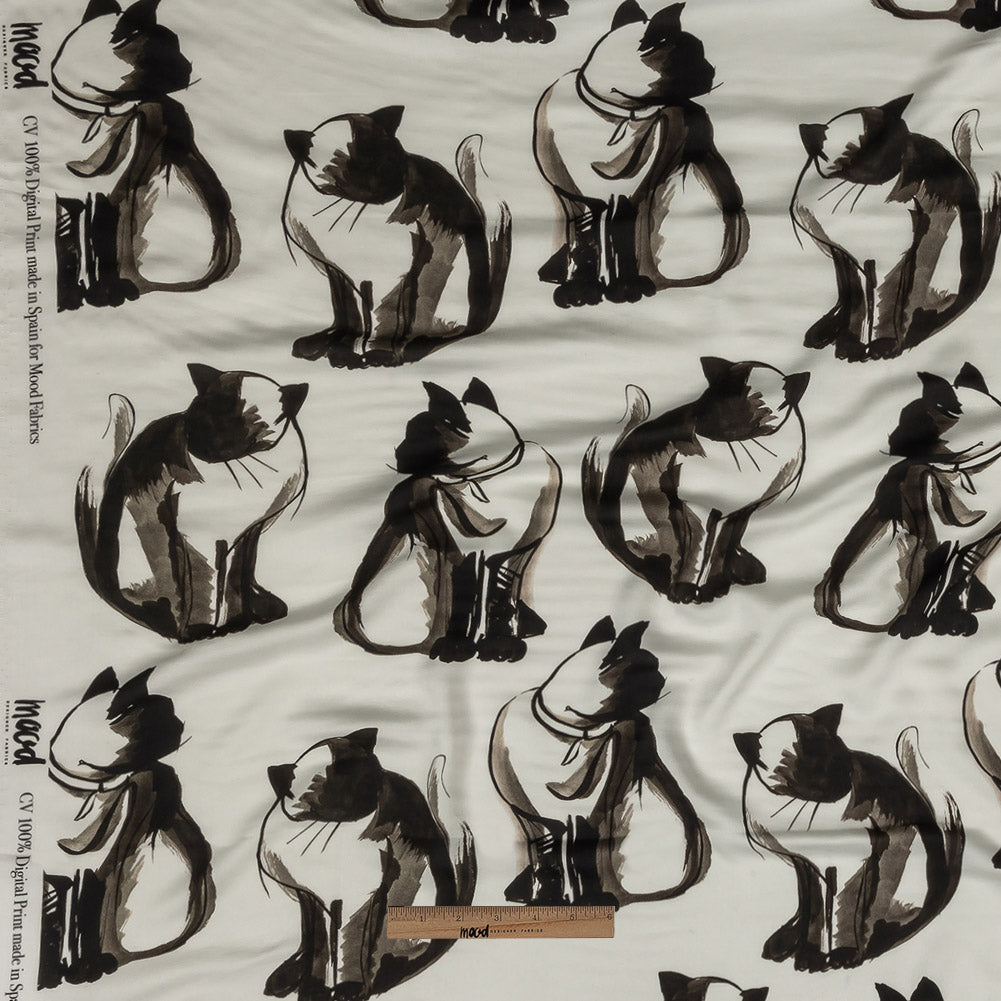 Rayon Challis - Inky Cats - Feline Phantasm Print - Mood Exclusive Twilight Collection Full