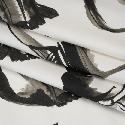 Stretch Cotton Sateen - Inky Cats - Feline Phantasm Print - Mood Exclusive Twilight Collection Folded