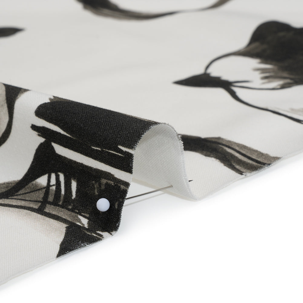 Stretch Cotton Sateen - Inky Cats - Feline Phantasm Print - Mood Exclusive Twilight Collection Detail