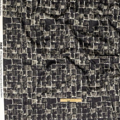 Stretch Cotton Sateen - Gray Painted Squares - Haunted Blocks Print - Mood Exclusive Twilight Collection Full