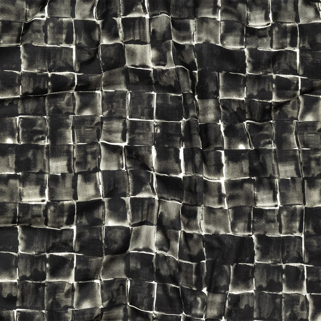 Cotton Voile - Gray Painted Squares - Haunted Blocks Print - Mood Exclusive Twilight Collection