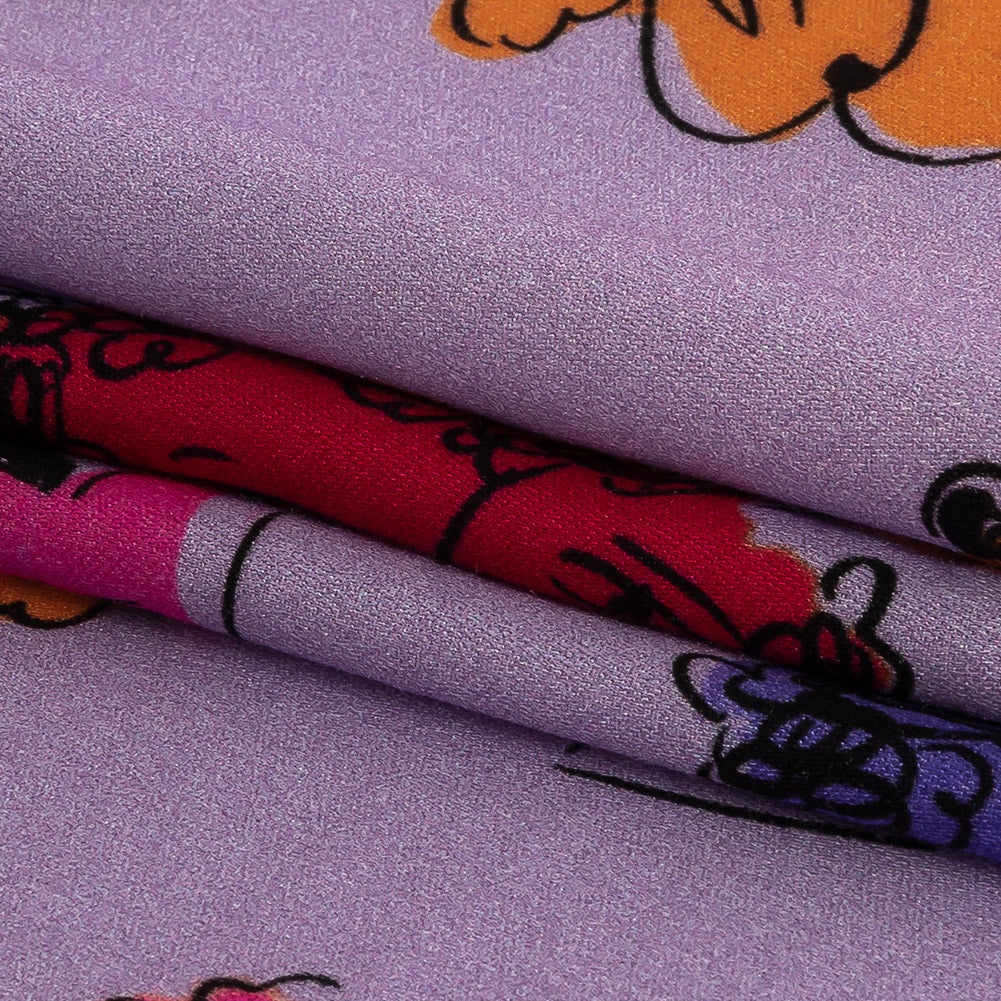 Rayon Challis - Lilac and Rainbow Dog Doodles - TREATS Print - Mood Exclusive Sugar Collection - Folded
