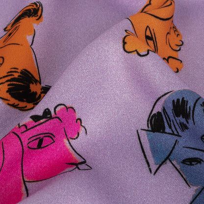 Rayon Challis - Lilac and Rainbow Dog Doodles - TREATS Print - Mood Exclusive Sugar Collection